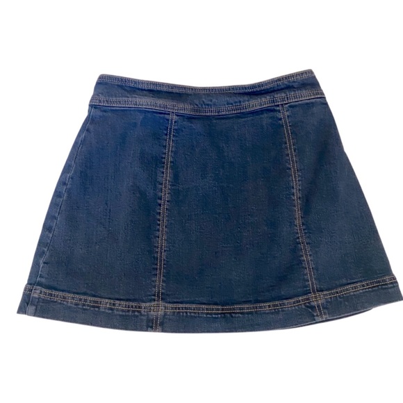 FREE PEOPLE Denim Blue Snap Front Skirt Cotton - Picture 2 of 4